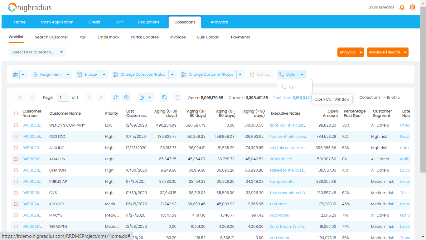 Integrated VoIP calling facility within Collections Cloud