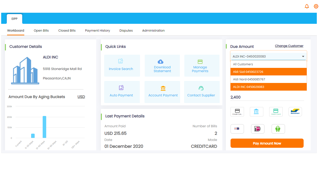 EIPP self-service customer portal