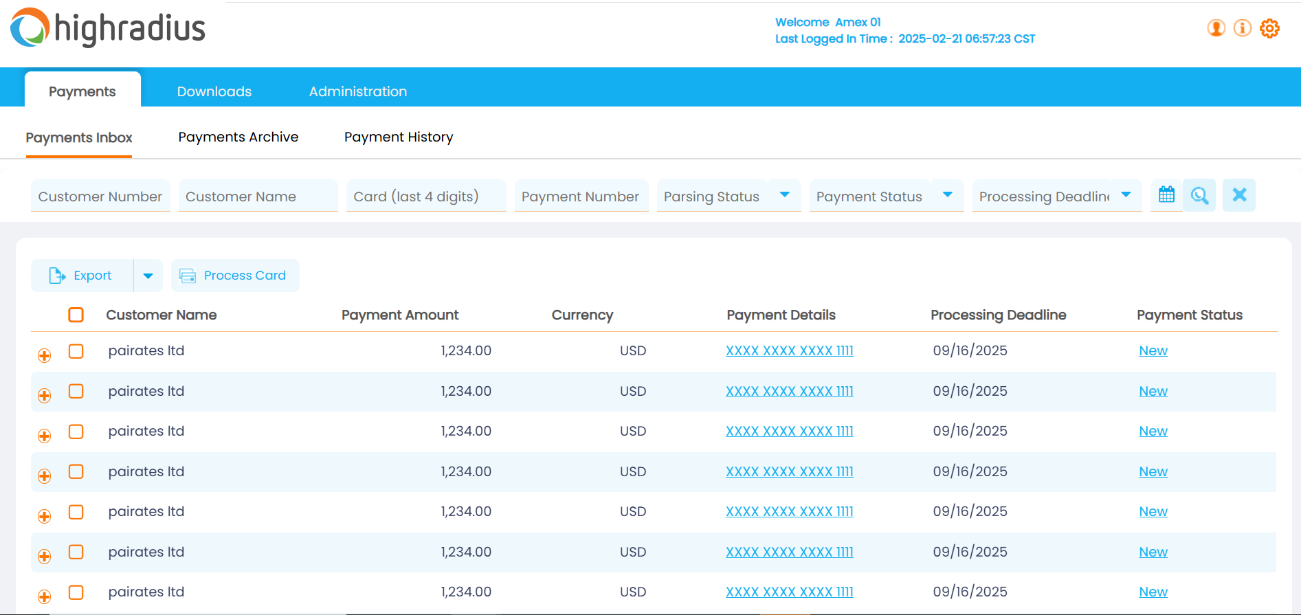 Virtual Card Processing