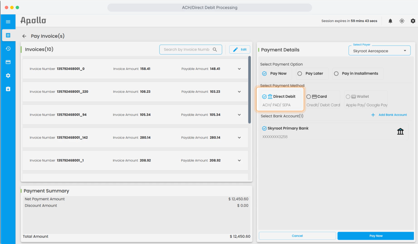 ACH/Direct Debit Processing