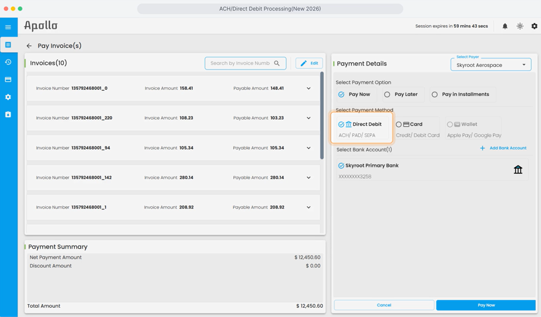 ACH/Direct Debit Processing