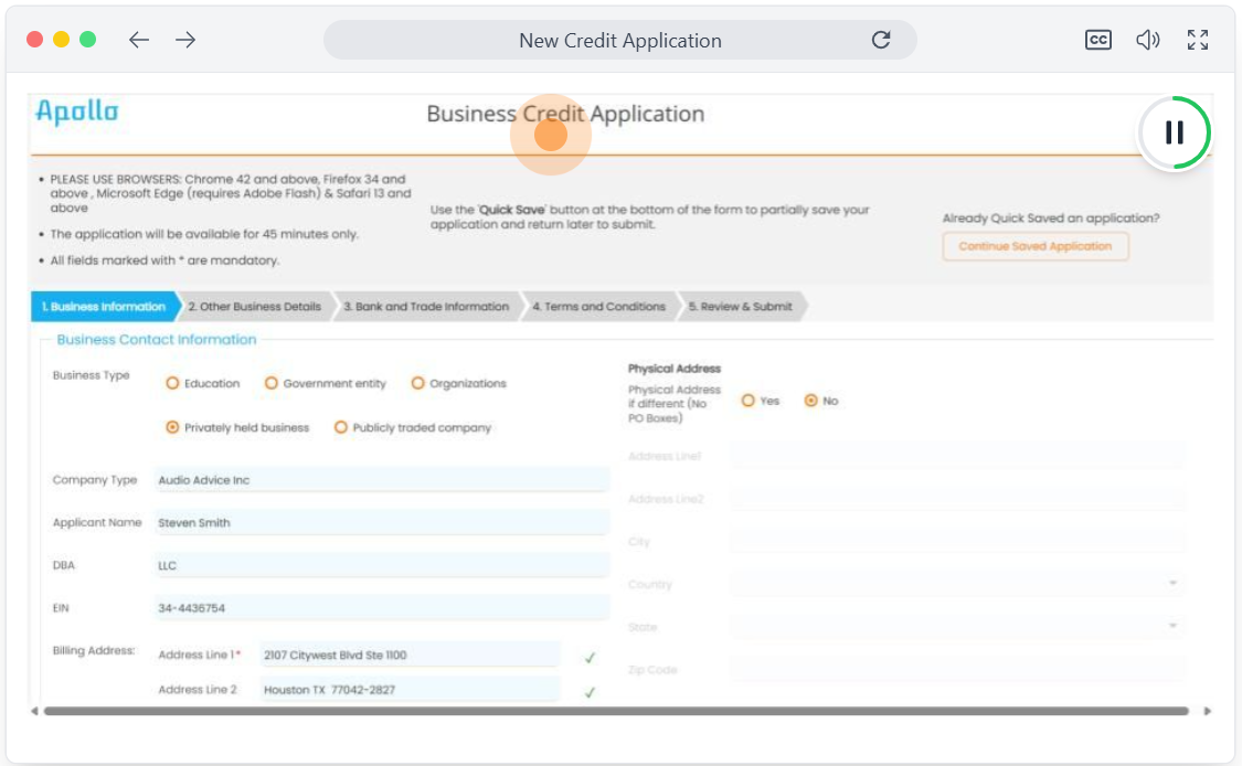 New Credit Application