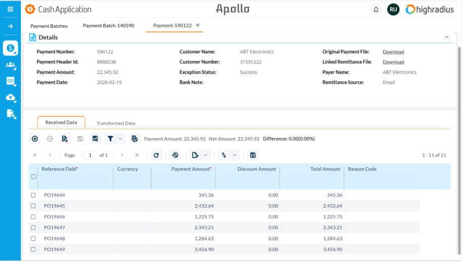 Payment Invoice Matching