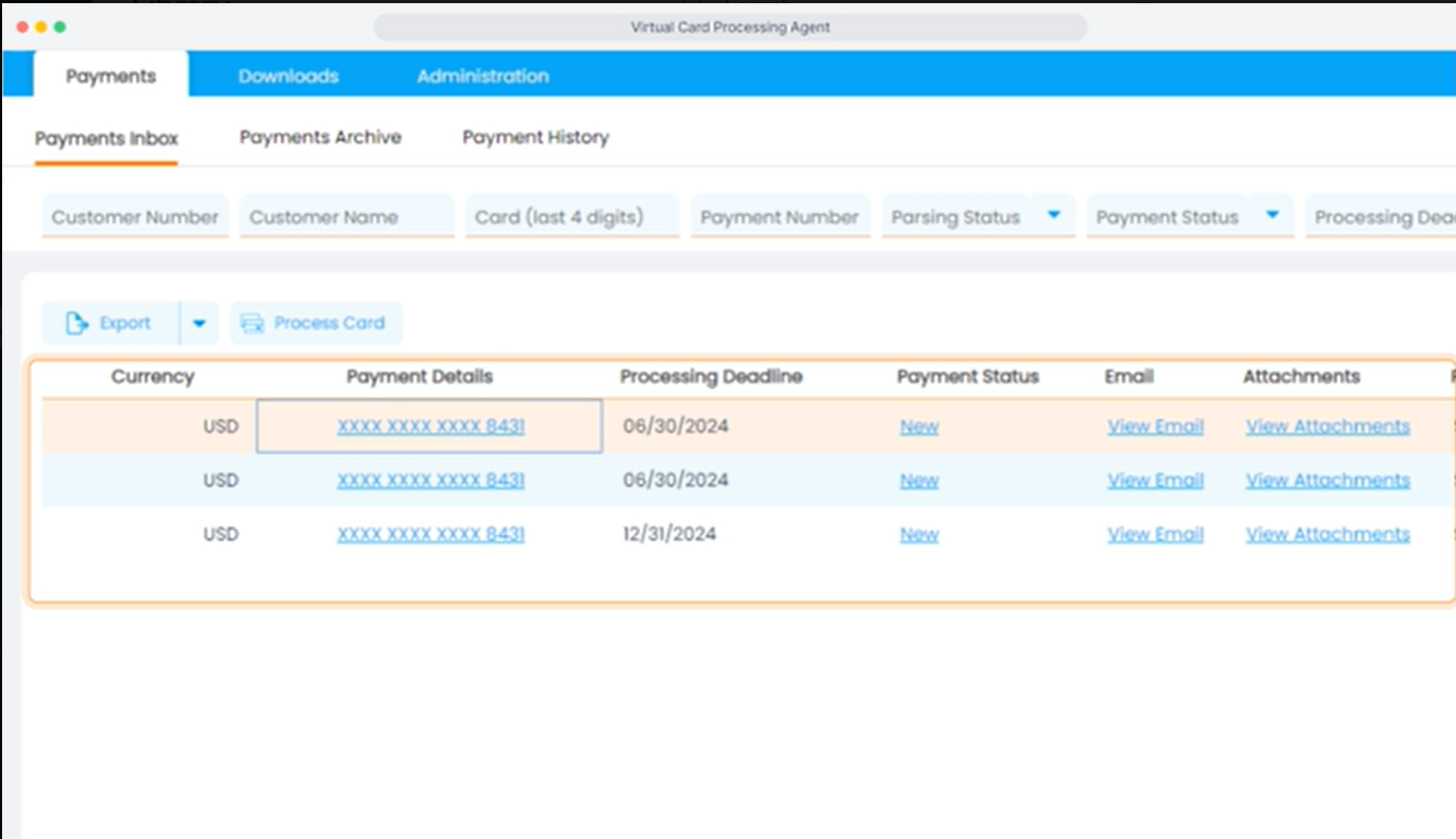 Virtual Card Processing