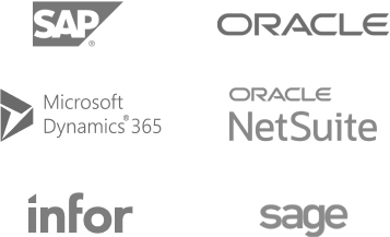 Diagram showing seamless integrations between reconciliation software, major ERP systems, payment processors, and global banks