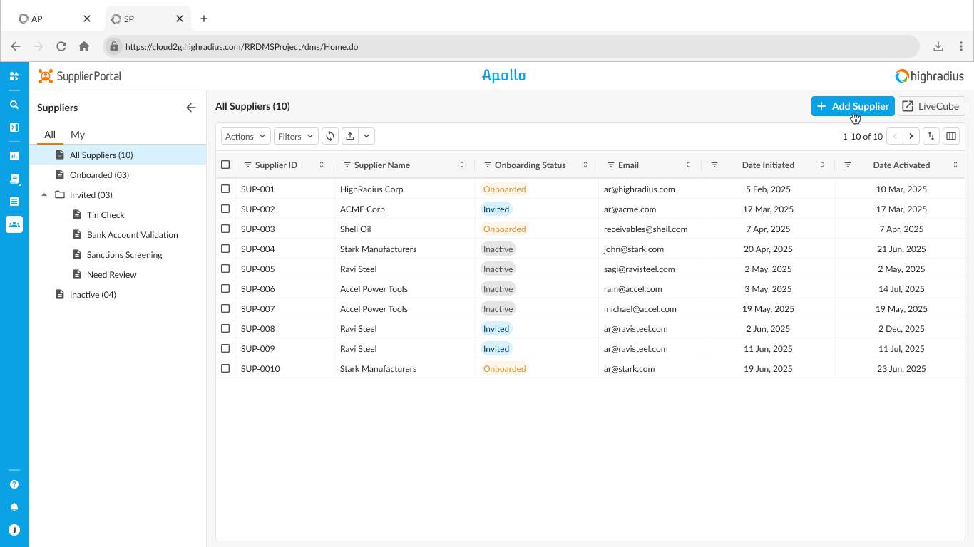 HighRadius Supplier Management Software Solution