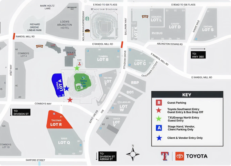 Globe Life Field Parking Map