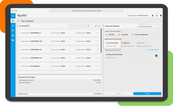 Automated ACH and e-check bank payment processing