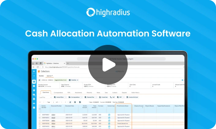 HighRadius Cash Allocation Automation Software dashboard preview