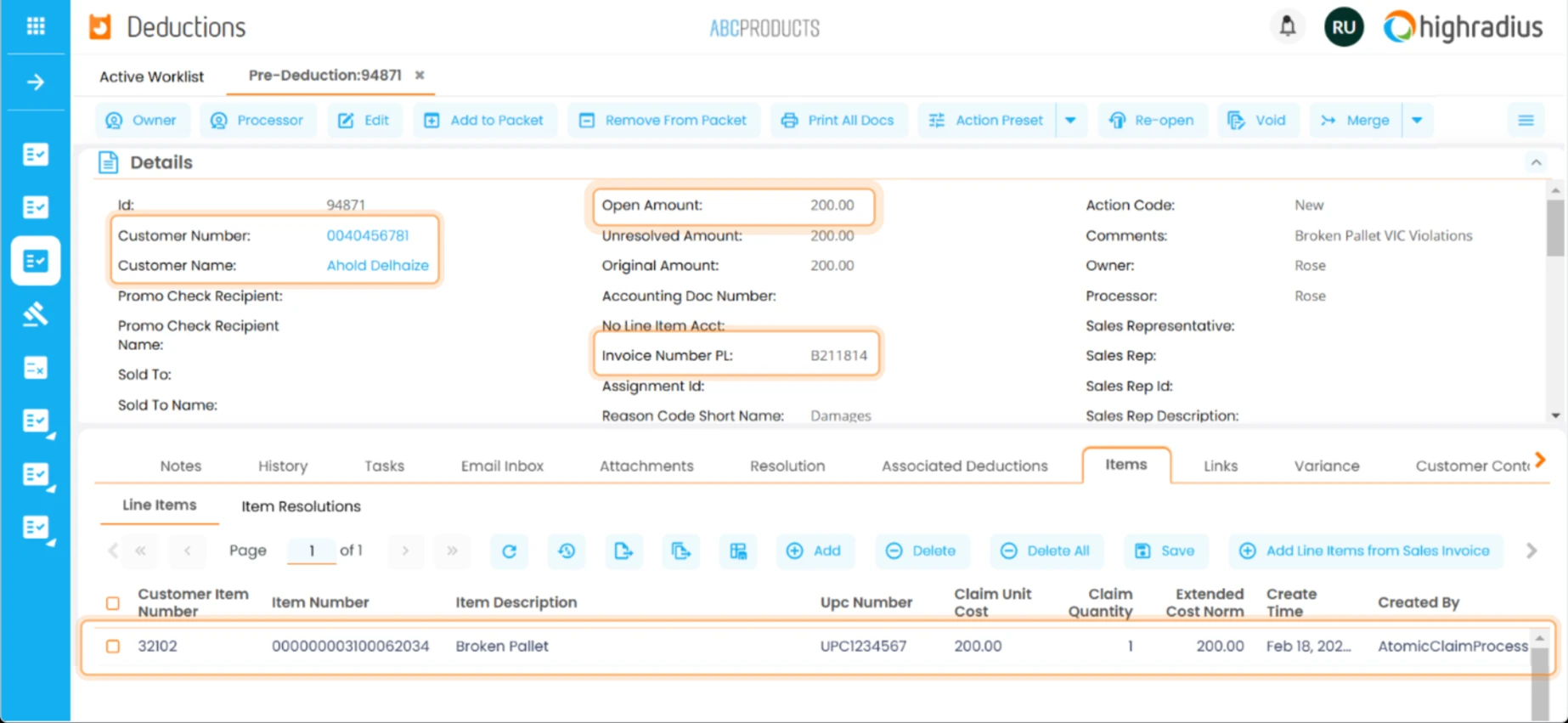 Deductions Backup Linking