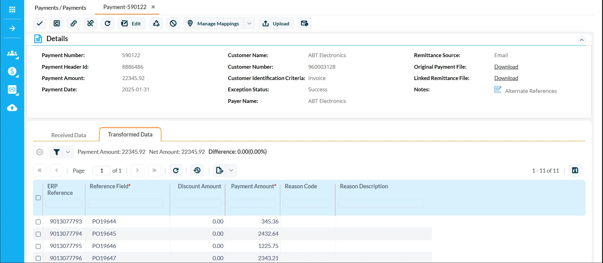 Payment Invoice Matching